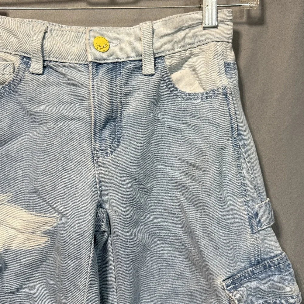 Looney Tunes Girl Barrel Jeans Sz 8 Tweety Bugs Bunny Lola Carpenter Cargo Pants